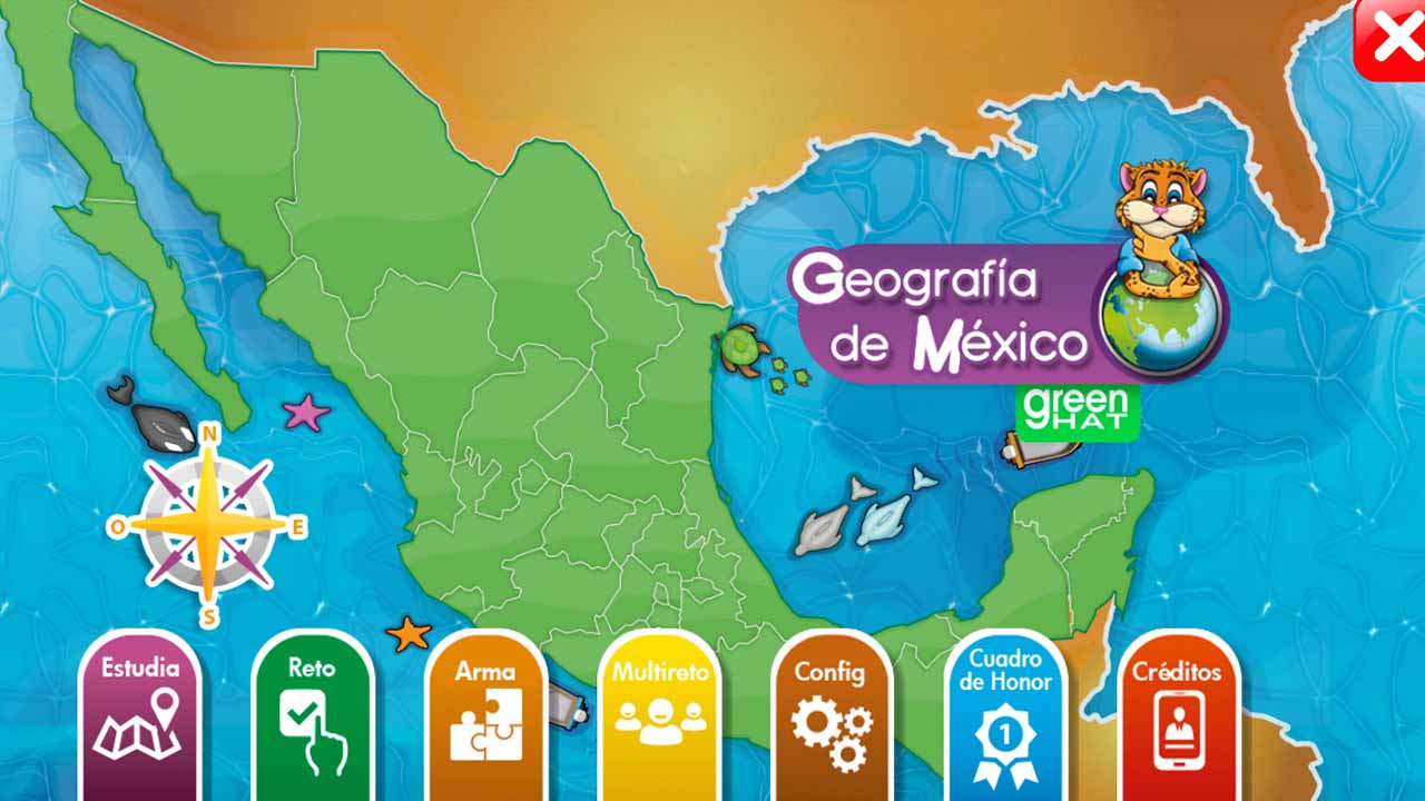 Mapa de México para aprender y jugar con temas de geografía nacional para niños de quinto de primaria